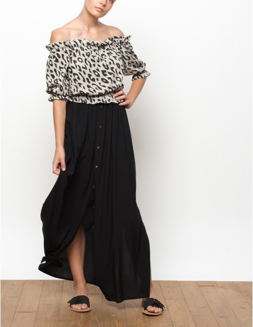 BAWI long skirt with buttons - BLACK - RESET PRIORITY